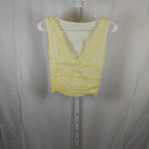 Cider Size M Floral Lace Cropped Cami Tank Top Yellow